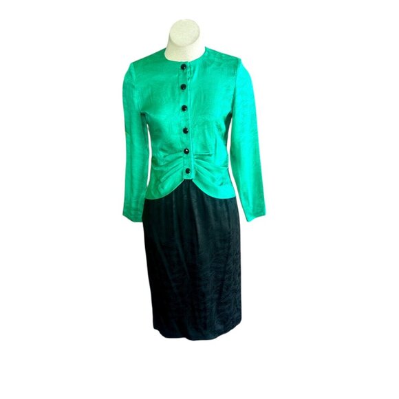 Silk Studio Vintage 90s 100% Textured Silk Elegant Glam Outfit 4 and 6 Petite - Picture 1 of 11